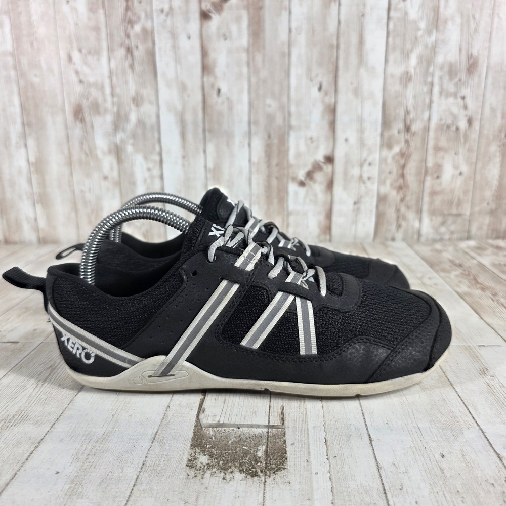 Xero Shoes Prio Womens 8 Black White Barefoot Minimalist Running Sneaker